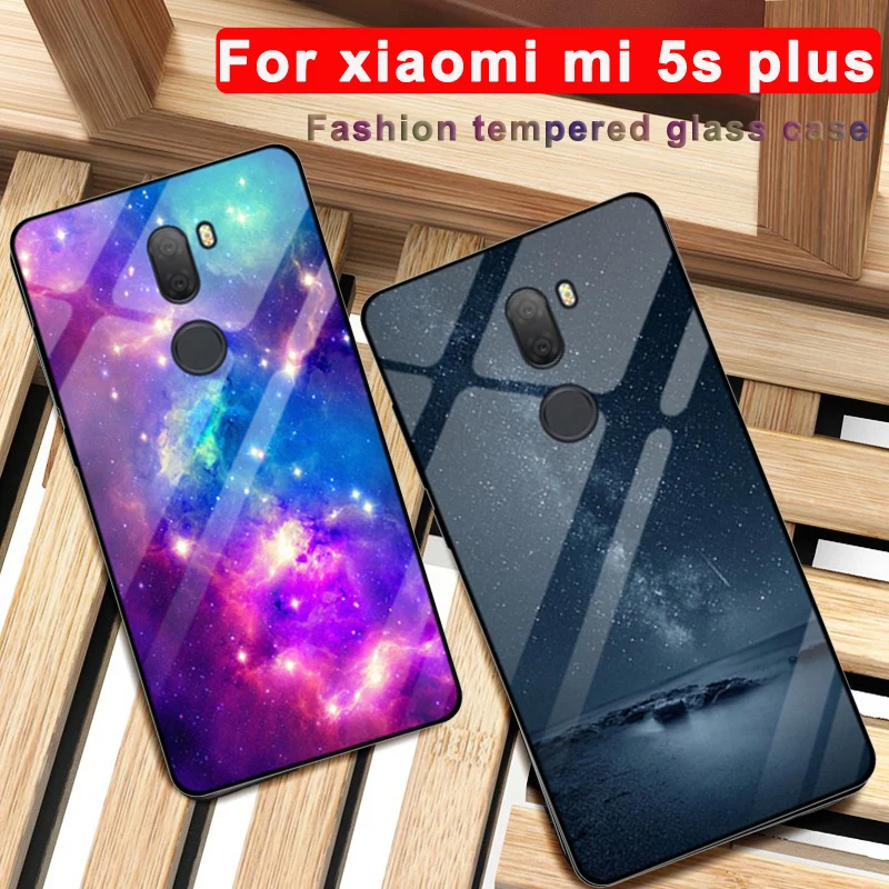 Чехол для xiaomi mi 5s plus чехол со звездным небом из закаленного стекла + твердая