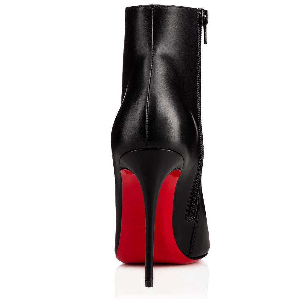 Черные ботильоны FSJ Kate женские ботинки на шпильке красная подошва с острым носком