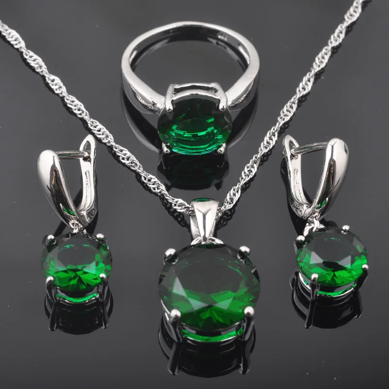 2019 новый зеленый цирконий свадебные комплекты ювелирных изделий Серебро 925