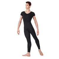 speerise mens spandex short sleeve unitard adult full body black tight yoga jumpsuit unitards dancewear costumes bodysuit