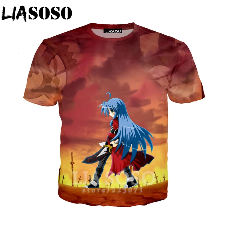 LIASOSO летняя Новинка для мужчин и женщин 3D принт аниме Lucky Star Футболка модная