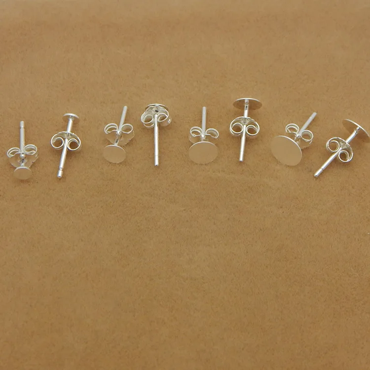 4pcs 3 4 5 6 8 10mm 925 Sterling Silver Earrings Posts Butterfly Scroll Back Stoppers Stud Earring Blank Base DIY Jewelry Making
