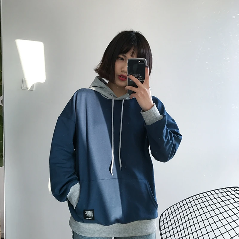 Женский Теплый пуловер с капюшоном Свободный модель F1138 в Корейском стиле на