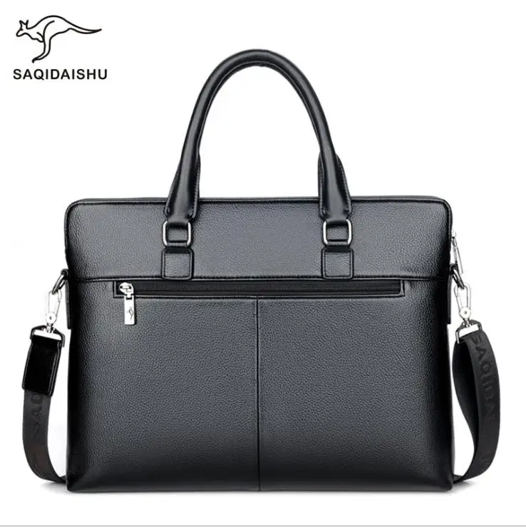 Men briefcases big business Bag a4 notebook Split Leather formal work bags Male Crossbody Messenger handbags