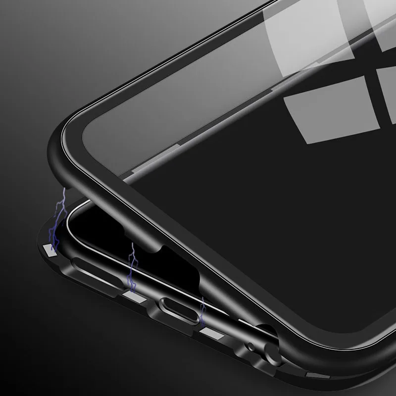 Защитный чехол для Samsung S10 металлический корпус из закаленного стекла с магнитной