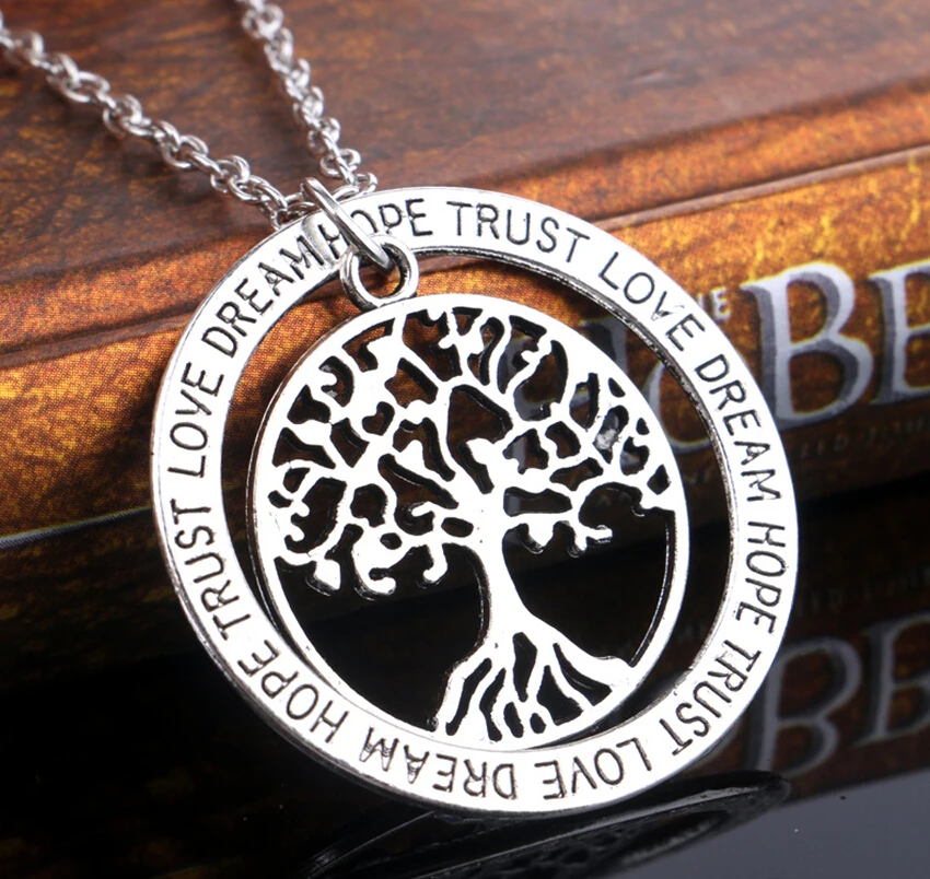 Винтажное Серебряное Древо жизни семейное дерево любовь следы Подвески мечта
