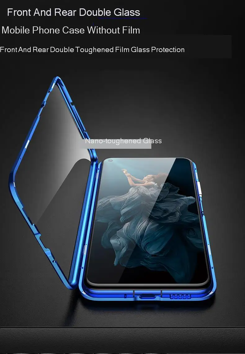 Чехол на весь корпус для huawei honor 20 pro, Магнитный чехол для honor 20i v20, чехол на переднюю и заднюю панель, двойной сторонний металл, стеклянный чехол