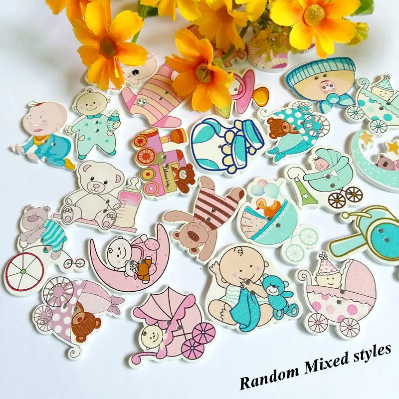 40 шт. детские деревянные пуговицы для скрапбукинга|buttons scrapbooking|decorative buttonsscrapbooking