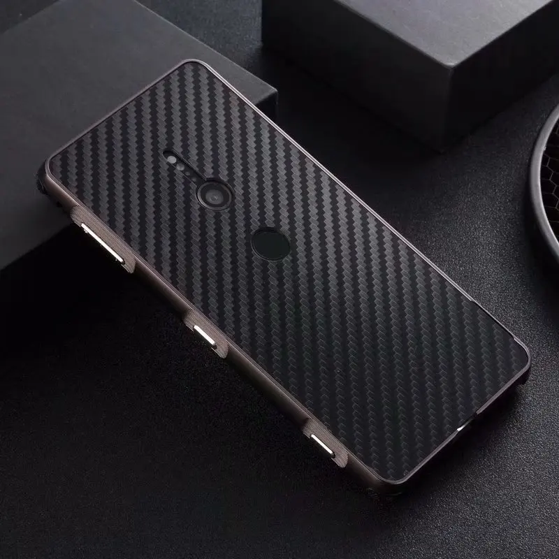 Роскошные Гибридный чехол для sony Xperia XZ3 XA2 ультра XZ2 мини жесткого углеродного волокна Coque металлический бампер+ PC защитный чехол
