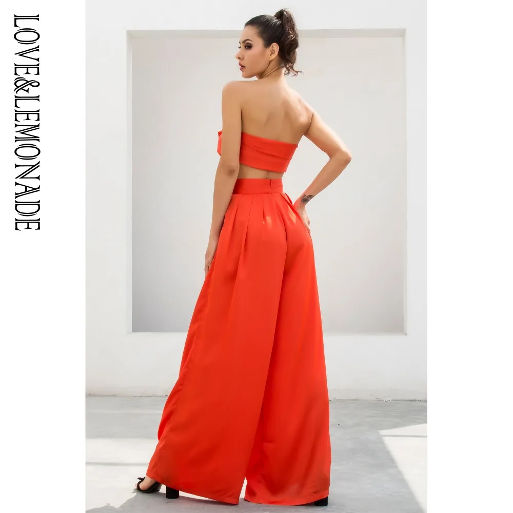 Женский костюм-двойка LOVE &amp LEMONADE оранжевый костюм с высокой талией модель LM6473 |