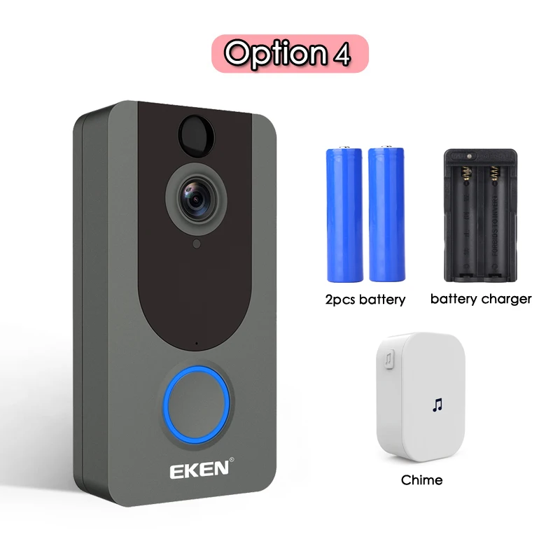Eken V7 1080P смарт WiFi видео дверной звонок камера визуальный домофон с колокольчиком IP дверной звонок беспроводная домашняя камера безопасности - Цвет: Option 4