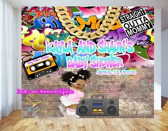 

Пользовательский хип-хоп граффити возврат детский душ кирпичная стена фон Высокое качество компьютерная печать праздвечерние чный фон