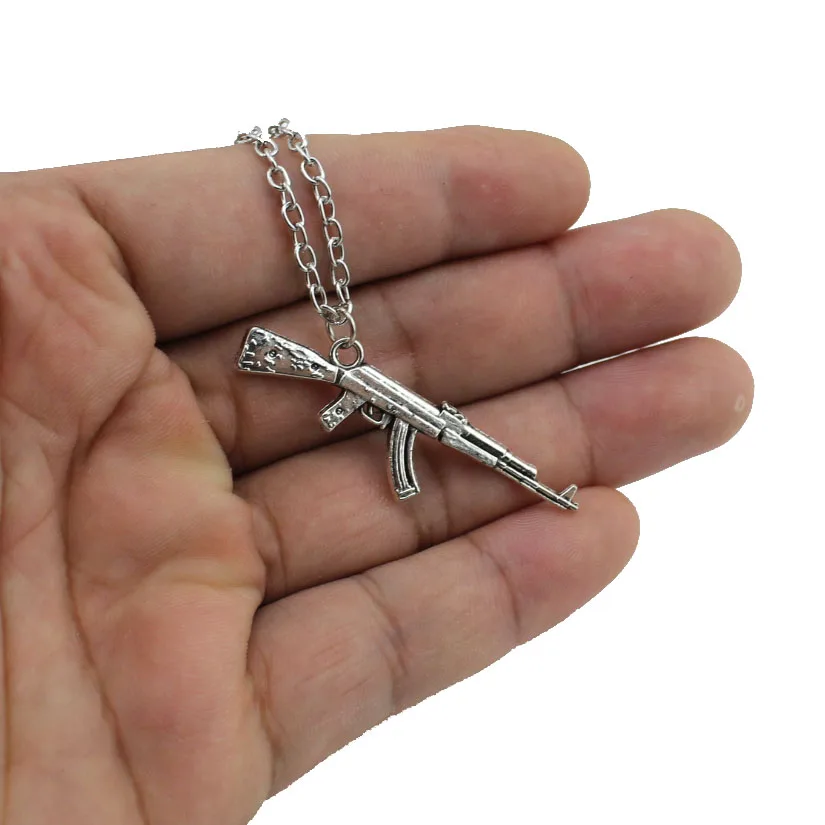 Trusta 2018 New Women Men Jewelry Vintage Silver Tone AK-47 Gun 1.7&quotX0.5&quot Pendant Short Necklace DY94 Free Shipping | Украшения и
