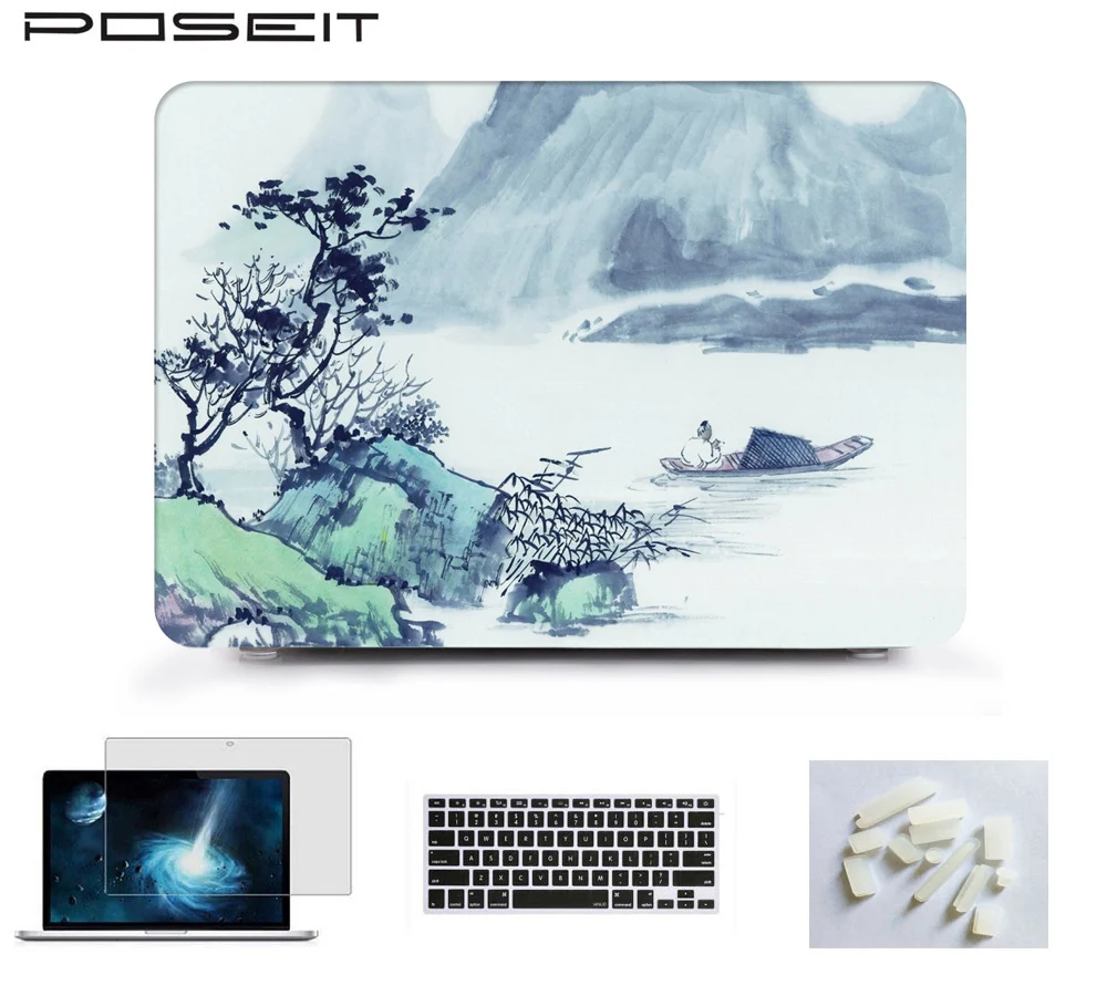 

Laptop Plastic Hard Shell Case+Keyboard Cover for MacBook Air 11 13 Pro Retina 12 13 Touch Bar 13 15 2018 Release A1990/A1989