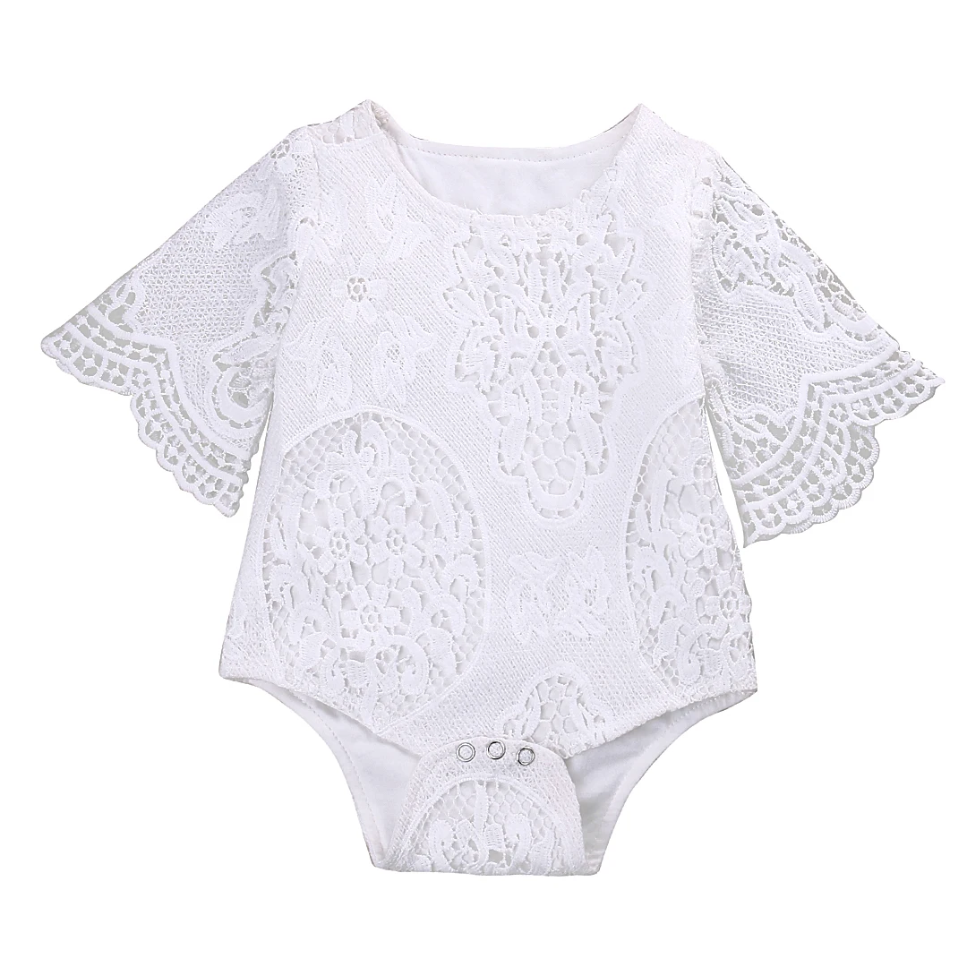 Детский кружевной комбинезон с оборками на рукавах|lace infant romper|rompers rompersinfant romper |