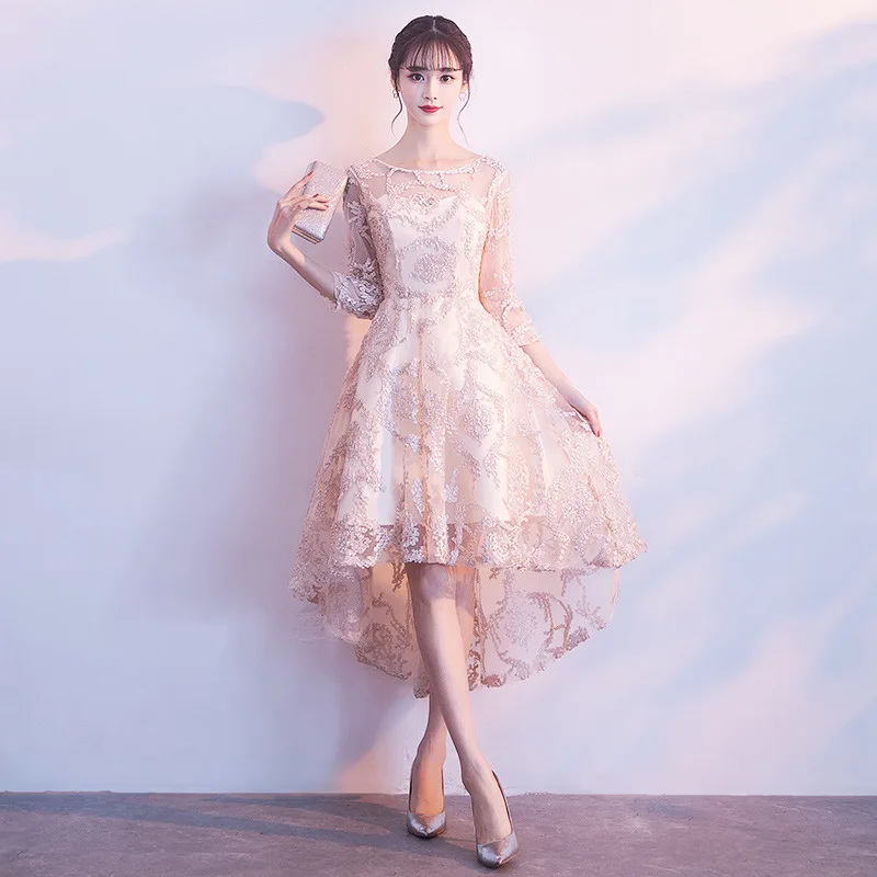 Pink Lace Satin Oriental Style Banquet Dresses Chinese Vintage Wedding Cheongsam Elegant Short Evening Party GownsSize XS - XXXL |