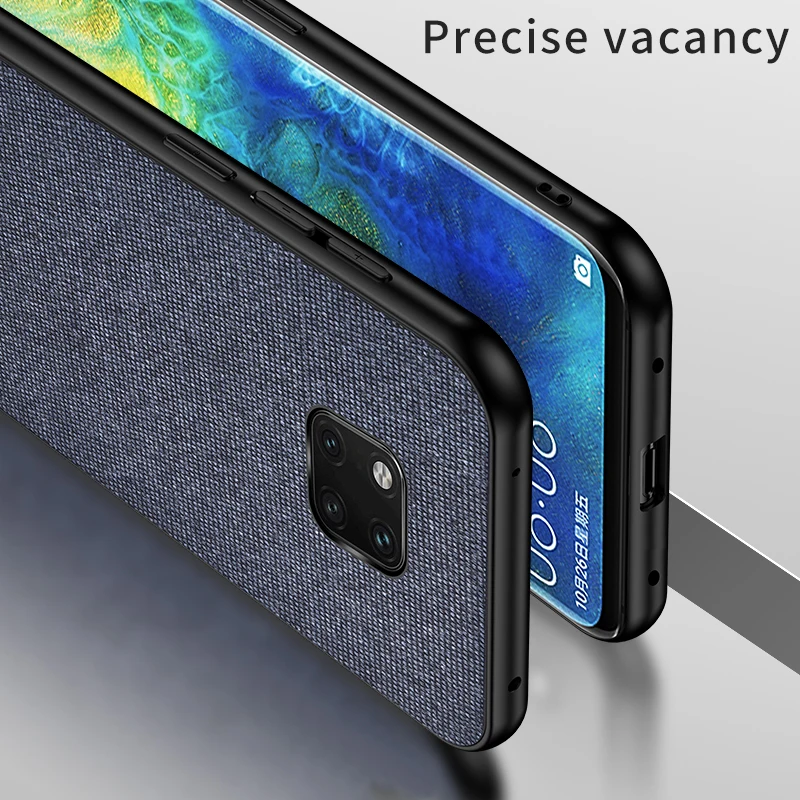 For Huawei Mate 20 Pro Case Fabric Cloth Hard PC Back Cover Mate20 Soft Silicone Busniess Simple Phone |