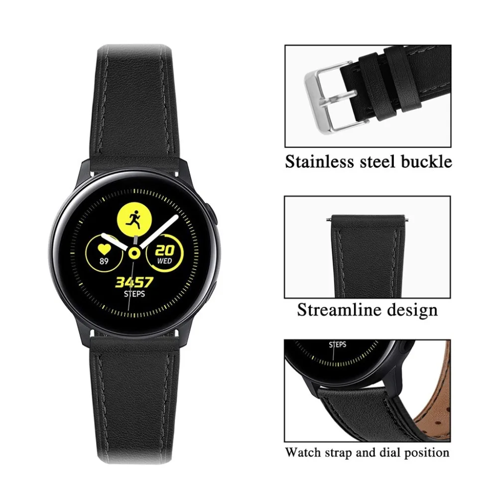 Роскошный ремешок для часов Ремешок для samsung Galaxy Watch Active 20 мм кожаный ремешок сменный ремешок с принтом ремешок для браслета