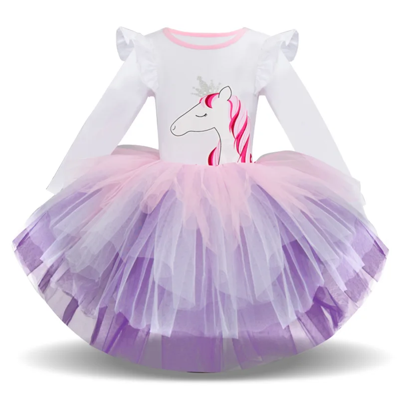 

Girls Dress Long Sleeve Kids Flower Dresses For Children Unicorn Vestidos Summer Baby Girls Princess Dresses Autumn Kids Dress