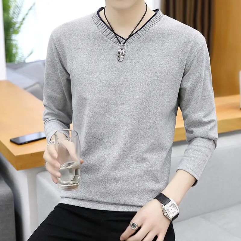 Свитер Для мужчин Новинка зимы корейские узкие Мода шею Трикотаж Повседневное