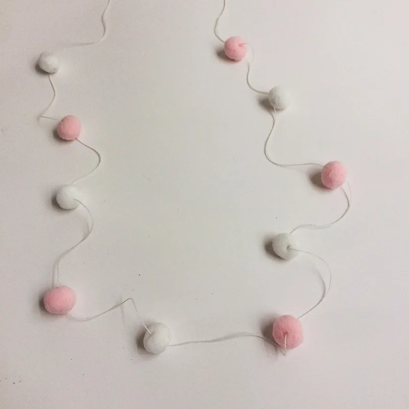 pink white Ins мягкие шерстяные шары ручной работы Красочные Настенный декор орнамент висячая гирлянда в скандинавском стиле для украшения детской комнаты - Цвет: pink white