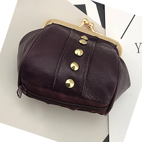 01RivetPurpleRed BELLO TUTTI, натуральная кожа, кошелек для монет, металлический, Farme, женские кошельки, овечья кожа, маленький кошелек для мелочи, с заклепками,, мини кошелек для монет - Цвет: 01RivetPurpleRed