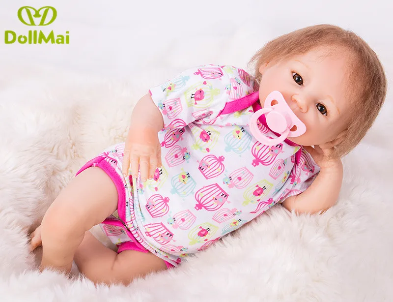 Милая новорожденная девочка bebes reborn 46 см силиконовая кукла baby настоящая мягкая