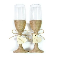 rustic wedding toasting glasses with twine engraved i do me too champagne flutes bride and groom glasses wedding glasses