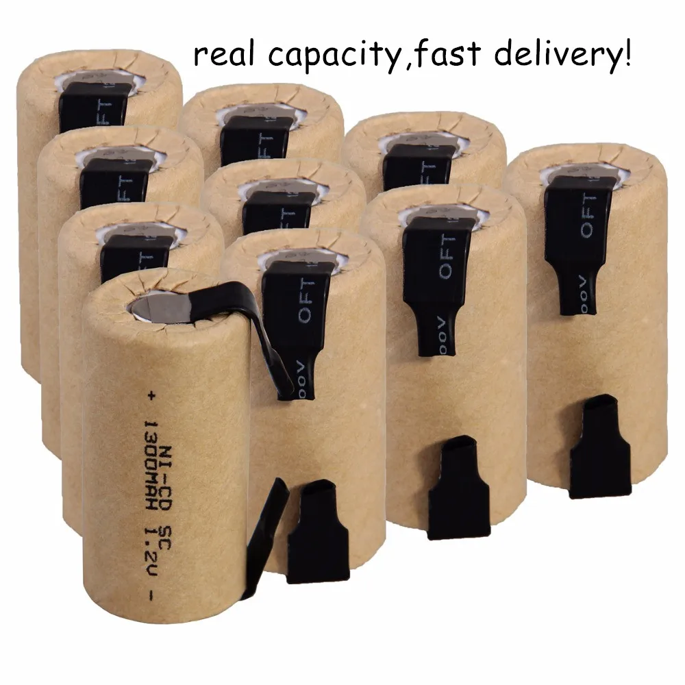 10 шт. SC батареи электроинструмент батарея для bosch metabo dewalt SUBC аккумуляторная 1 2 В 1300