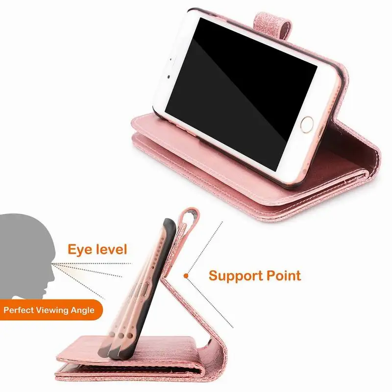 Стильный блестящий Магнитный флип чехол из искусственной кожи WalletCase для iPhone 6/6s