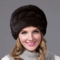 imported full fur mink fur hat womens winter authentic fur cap new elegant fashion style female warm earmuffs dhy 65