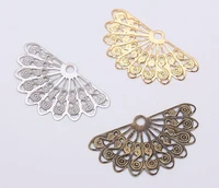 300pcs 38mm metal hollow fan film beads for sewing craft diy bride hair headwear bag clothes decoration