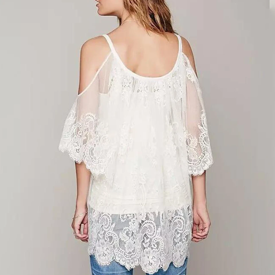 Прозрачная одежда Тюлевое женское платье с открытыми плечами Femme Ete 2019 прозрачное