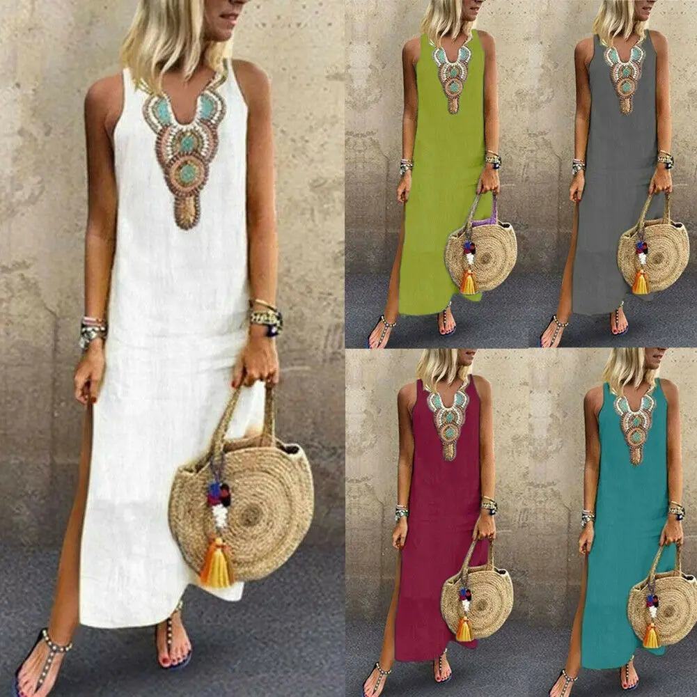 Женское платье-багги с цветочным принтом повседневный пляжный сарафан без