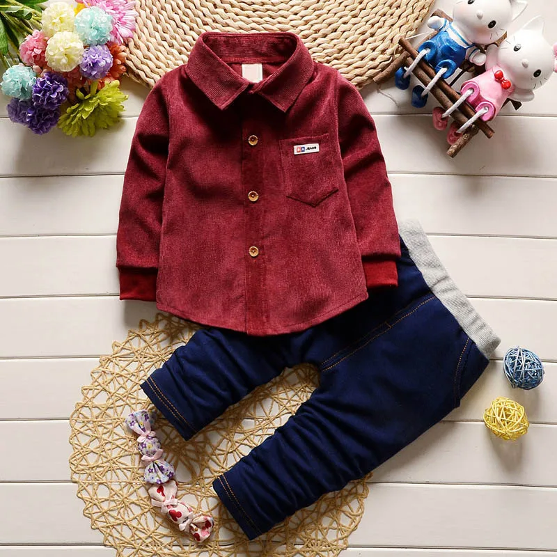 2pcs Fashion Boys Kids Clothes Shirt + Long Pants Outfits Gentleman Suit Set |