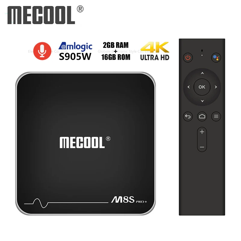 Mecool ТВ коробка M8S PRO Plus 2 ГБ+ 16 Гб Amlogic S905W Octa Core 4K set top tv Box Android 7,1 2,4G Wi-Fi Bluetooth 4,2 голос Управление