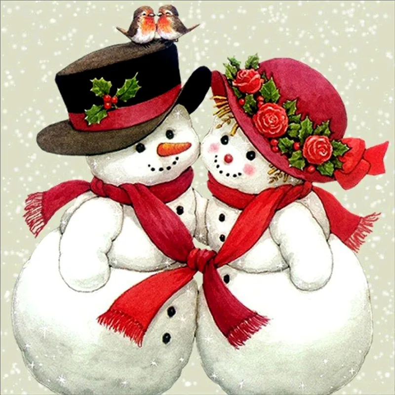 FineTime Diy Diamond Painting Cross Stitch Christmas Snowman partial 5D Mosaic Decoration Round Embroidery Santa | Дом и сад