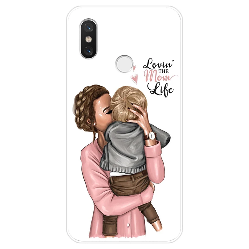 Мягкий силиконовый чехол для телефона из ТПУ с коричневыми волосами мамы девочки