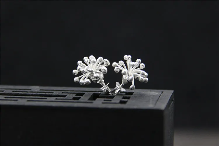 S925 sterling silver dandelion fashion personality earrings plain simple female Thai handmade | Украшения и аксессуары