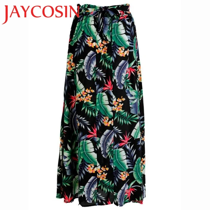 Женская юбка макси в стиле бохо JAYCOSIN пляжная с принтом листьев летняя длинная