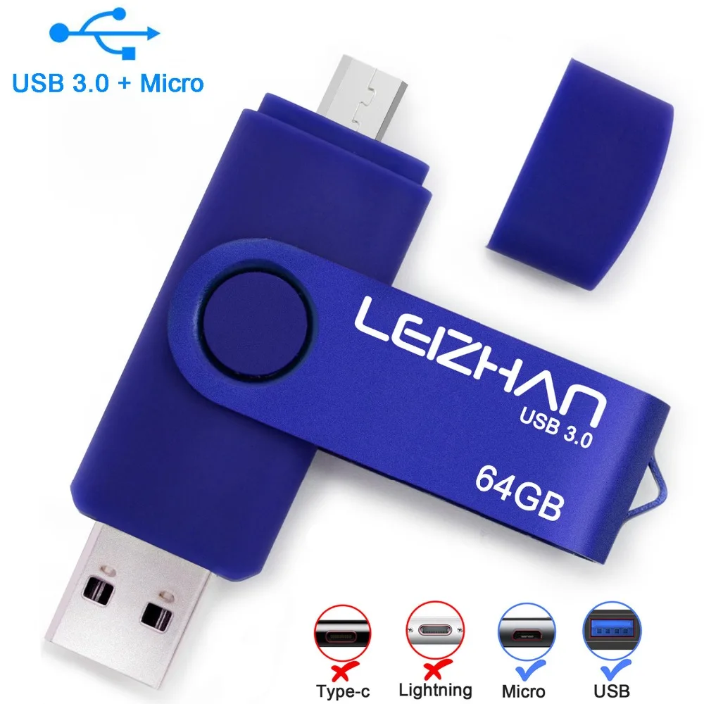 Высокая скорость cle usb 3 0 OTG 64 ГБ флеш накопитель USB 128 Гб Внешняя память Stick 32 16 Micro