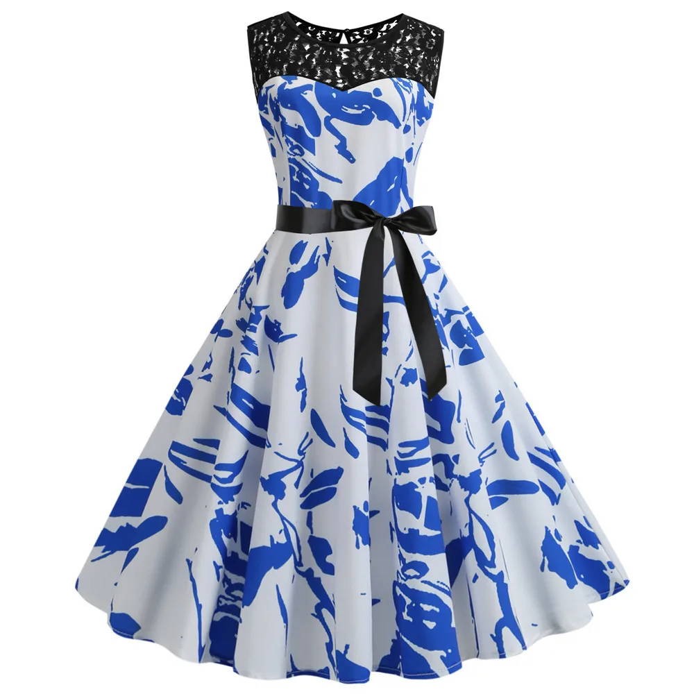 BacklakeGirls Printing Flower Satin Cocktail Dresses Sleeveless Cocktail Dress Colorful Knee Length With Sashes