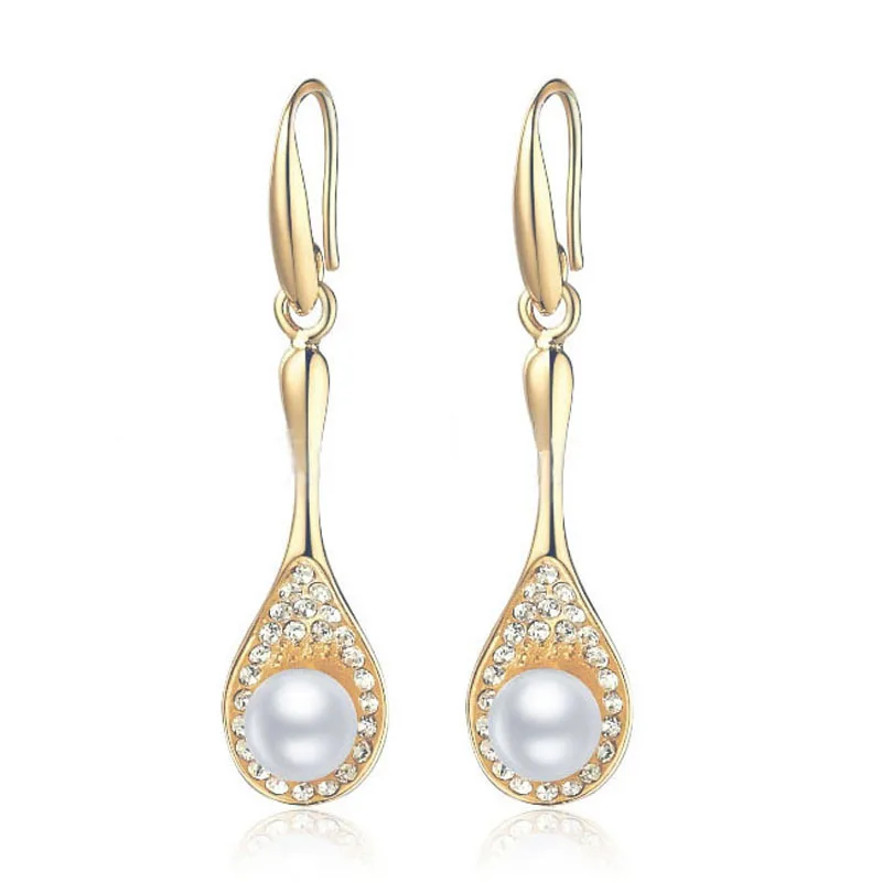 2017 модные высококачественные роскошные большие золотые жемчужные серьги стразы