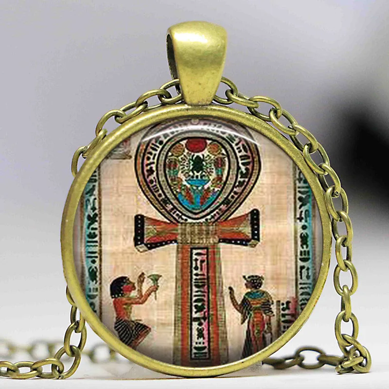 Классическое старинное египетское ожерелье на Анкх колие винтажное