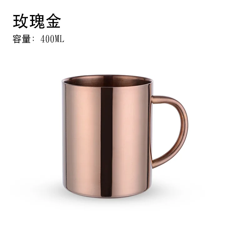 L- Rose Gold Кружка для кофе с двойными стенками из нержавеющей стали для путешествий, небьющаяся чашка для детей, термоизоляционный стакан, молочные чашки, чайные кружки с крышкой - Цвет: L- Rose Gold