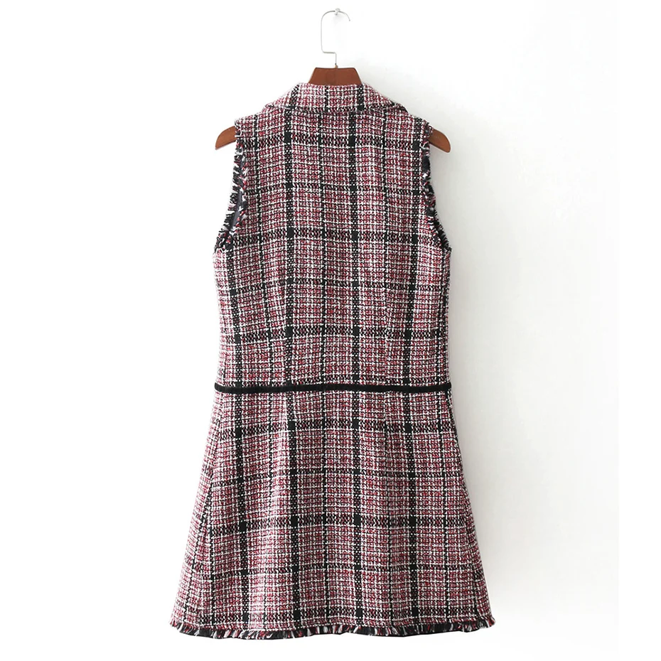 Для женщин лацканы платье трапециевидной формы без рукавов сезон весна плед