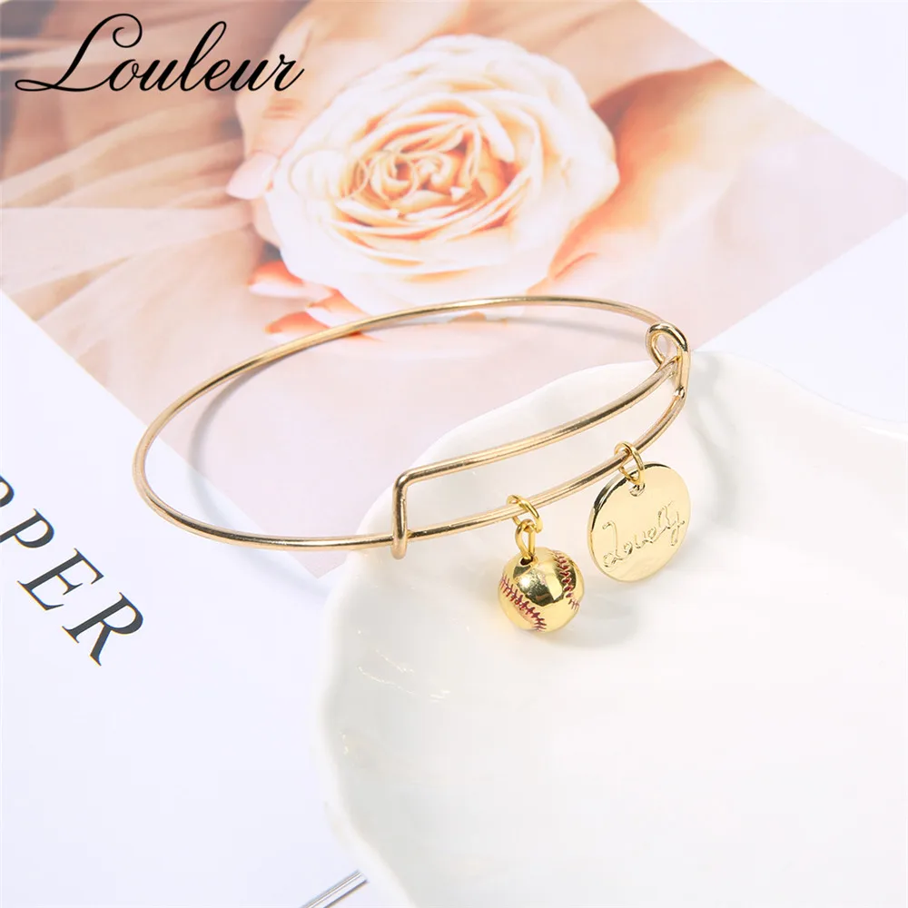 Louleur Gold Sport Baseball Pendant Charm Expandable Wire Bracelets &ampBangle Lovely DIY Jewelry Adjustable Bracelet Drop Shipping |