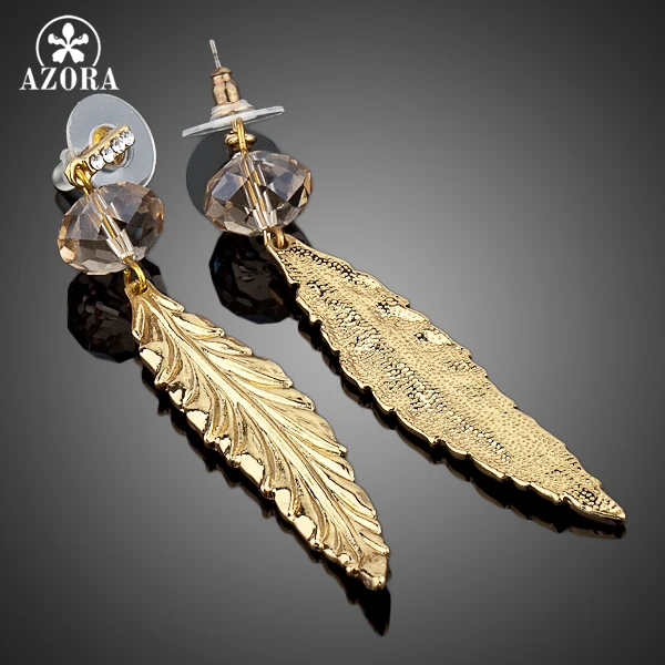 Серьги подвески с австрийским хрусталем TE0035 золотистого цвета|crystal dangle earrings|dangle