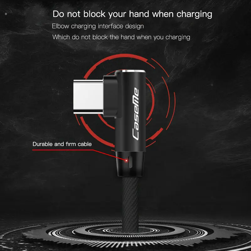 Кабель зарядный CaseMe USB Type C для Huawei Mate 20 pro 90 градусов|Комплекты аксессуаров