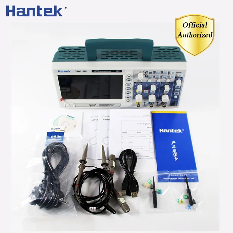 

Hantek DSO5102P Digital Storage Oscilloscope 100mhz 2channels 1GSa/s Record Length 40K USB Osciloscopio Handheld Oscilloscopes